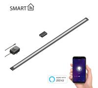 ledscom.de Luminaire d'agencement LED intelligent SIRIS noir mat avec bloc d'alimentation et contrôleur WLAN, plat, smart-home, compatible Alexa 90cm, 963lm, blanc chaud