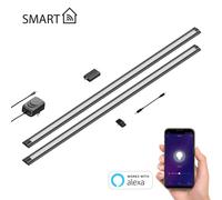 ledscom.de Luminaire d'agencement LED intelligent SIRIS noir mat, contrôleur WLAN plat, Smart-Home, compatible Alexa 90cm chacun, 963lm chacun, blanc chaud, set de 2 pièces