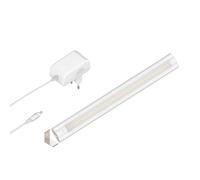 ledscom.de Luminaire d'agencement LED SIRIS blanc mat avec bloc d'alimentation, montage en angle, plat, 30cm, 368lm, blanc chaud