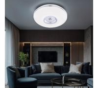 Plafonnier LED satiné lampe de salon aluminium nickel mat lampe de cuisine moderne blanc, 15W 1080Lm blanc chaud, DxH 34x8,7 cm