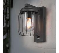 Luminaire de Façade Applique Murale Détecteur de Mouvement Lampe 1xE27 Verre Alu