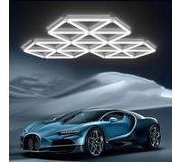 Luminaire de Garage à LED en nid d'abeille 252W 6500K Plafonnier d'Atelier LED Déformable Hexagonal Anti-éblouissement pour Atelier Entrepôt Sous-Sol Salle de Sport B