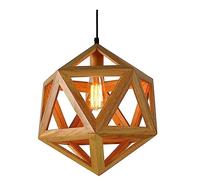 Luminaire de lustre de ferme en bois naturel, 1 lumière faite à la main en losange géométrique suspendu éclairage pour salle à manger, îlot de cuisine, couloir, cage d'escalier fabriqué en Chine