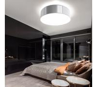Plafonnier PVC acier lampes salon plafond gris plafonnier rond, plafonnier rond, 2x E27, LxPxH: 35x35x12 cm