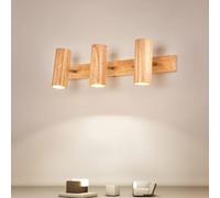 Luminaire de Salle de Bain à LED, Spot sur Rail en Bois de Style Nordique Moderne, Applique Murale/plafonnier en Bois Rotatif et réglable pour Salle de Bain, Chambre, Couloir, Salon - 3 000 K
