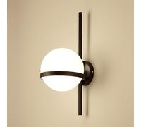 Luminaire de Salle de Bain Blanc Globe Vanity Light G9 Appliques murales contemporaines Finition Laiton Applique Murale Moderne câblée avec Lampe de Chevet Noire avec Abat-Jour en Verre Blanc lai