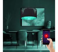 Luminaire de Salon Lampe Suspension Smart LED Tdc or Noir Tissu RGB