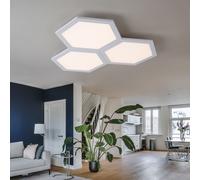 Plafonnier LED plafonnier carré Lampe de chambre 3 flammes, moderne en métal blanc opale, 1x LED 36W 2160Lm 3000K, HxLxP 4,2x52x52cm