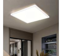 Plafonnier Plafonnier rétroéclairé lampe de salon, plastique blanc opale, fonction mémoire, 1x LED 24 W 2300 lumen 3000 Kelvin, LxLxH 42x42x2,5 cm