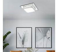 Plafonnier LED cristaux salon lumière chrome plafonnier verre cristal lumière, 12W 720Lm blanc neutre, LxlxH 25x25x7,6 cm