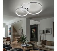 Plafonnier LED anneau dimmable plafonnier anneaux argent dimmable plafonnier salon, 3 niveaux, 32,5W 2100Lm blanc chaud, LxlxH 54x38x9 cm, Wofi 11657