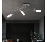 Luminaire De Salon Plafonnier Lampe Spots Flexibles Acier Verre Blanc