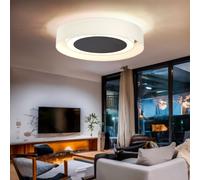 Plafonnier LED lampe de salle à manger plafonnier lampe de salon lampe de cuisine, métal textile blanc beige, 24W 850lm 3000K blanc chaud, D 60 cm