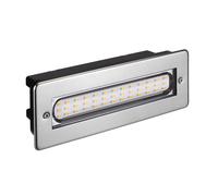 ledscom.de Lampe d'escalier LED/encastrée dans le mur pour l'intérieur et l'extérieur, carrée, inox, 198 x 61mm, 2,2 W, 248lm, blanc chaud