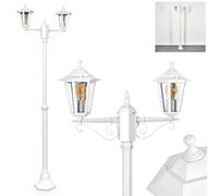 Luminaire d'extérieur Loria, lampadaire en métal/verre blanc/transparent, candélabre 2 ampoules au look antique, hauteur max. 200 cm, éclairage de jardin IP44, 2 x E27, sans ampoule