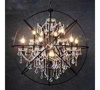 Luminaire d'intérieur Luminaire Restaurant Lustre Café Bar Rétro Global Bougie Cristal Cage À Oiseaux Lustre E14 Support De Lampe Éclairage,Grand 52cm (6 Têtes) Decoration