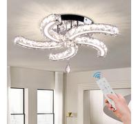 Luminaire en cristal de style moderne, 19,7 pouces de hauteur, plafonnier LED avec 5 bras, ampoules acryliques, lustre encastré, adapté à la salle à manger, au salon, à la chambre, au couloir. Avec té