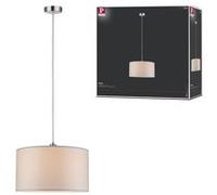Suspension Tessa Max 1x60w E27 Crème Acier Brossé 230 V, Métal/Tissu