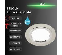 Luminaire encastré Briloner nickel mat LED IP44 Spot encastré