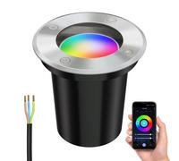 ledscom.de Luminaire encastré dans le sol BOLI pour l'extérieur acier inoxydable rond IP67 108mm Ø incl. Smart Home lampe LED RGBW GU10, 5,41W, 473lm