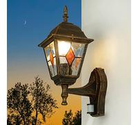 Luminaire extérieur avec détecteur de mouvement en cuivre antique IP44 pour cour et jardin H:37,5 cm E27 max. 60 W Tiffany Rustique Lampe murale à capteur SALZBURG