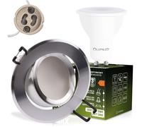 Luminaire halogène encastré rond et orientable TRIX 3 en 1 GU10 6W 3000K argent LUMILED