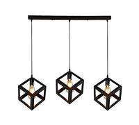 Luminaire industriel nt - Rétro Vinta E27 Cube Plafonnier Chlier en métal noir pour loft cuisine, salle à manger, chambre à coucher design moderne suspendu