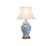 luminaire Lampe de Table en Porcelaine Bleu et Blanc Classique Fleurs et Oiseaux de Table en céramique Lampe de Table Florale vintale pour Le Bureau Bureau