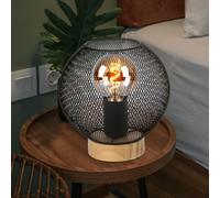 Luminaire Lampe de Table Holzleuchte Salle à Manger Braun 1 Flammes Grille Noir