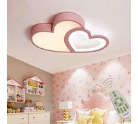 Luminaire LED Plafonnier Enfant Fille Garçon Chambre Lumière Suspension Dimmable avec télécommande, Chic Coeur Design Acrylique abat-jour Deco Plafond pour Restaurant Salon Cuisine L50*W35cm (Rose)