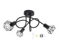 Luminaire Lustre, Spot de Plafond Noir à 3 Voies, Tête de Lumière Flexible et Moderne, Inclus 3 Ampoules LED GU10, Convient pour Ferme, Cuisine, Restaurant, 85-265V