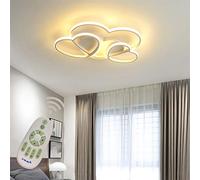 Luminaire Moderne LED Plafonnier Enfant Fille Garçon Chambre Lumière Suspension Dimmable avec télécommande Coeur Design Acrylique abat-jour Deco Plafond pour Restaurant Salon Cuisine Blanc L50*W35cm