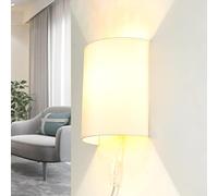 Luminaire mural intérieur avec abat-jour en crème pour chambre et salon, L:20 cm, E27 avec prise, lumière ascendante et descendante, lampe murale moderne ALICE