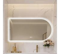 Luminaire Mural sans Cadre arqué à LED, antibuée, à intensité Variable (3 Couleurs), rétroéclairé et à éclairage Frontal (60 x 120 cm), pour Salle de Bain, Montage Vertical/Horizontal (Coupe