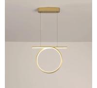 Luminaire Pendentif à Anneau à LED avec télécommande en 3 Couleurs Lustre Moderne, îlot de Cuisine du Bar de Restauration Éclairage Suspendu, luminaires d'éclairage réglables en Hauteur (1