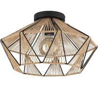 Luminaire Plafonnier Adwickle,Lampe De Plafond Naturelle Au Design Vintage,Lampe De Salon En Tissu Couleur Nature Et Métal Noir,Douille E27