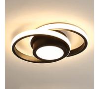 Luminaire Plafonnier Créatif Moderne Conception Ronde Petit Noir Plafonnier Abat Jour pour Entrée Plafonnier LED Couloir Balcon Lumière Blanche Froide Lumière Chaude 32W (Lumière chaude)