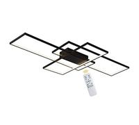 Luminaire Plafonnier LED 115W moderne à dimmable 3000-6000K avec télécommande lampe de chambre cuisine plafond Lampe rectangulaire en aluminium noir Lustre Salon salle à manger lampe de décor, 140cm