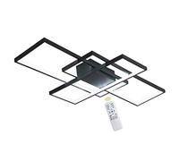Luminaire Plafonnier LED 80W moderne à dimmable 3000-6000K avec télécommande lampe de chambre cuisine plafond Lampe rectangulaire en aluminium noir Lustre Salon salle à manger lampe de décor, 90cm