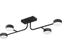 Luminaire Plafonnier Led Clavellina,Lampe De Plafond Dimmable Avec 4 Spots,Rail Spot Minimaliste En Acier Noir Et Plastique Blanc,Blanc Chaud