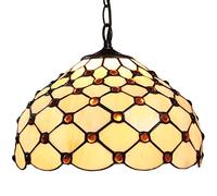 Luminaire pour îlot de Cuisine, Lustre, Abat-Jour en vitrail de 30 cm, Suspension, Lampe Suspendue Artisanale en Cristal Orange, plafonnier pour Salon ou comptoir, Douille E27, C