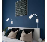 Luminaire Sportif Applique Murale Lampe de Lit Lecture Blanc Souple Prise GU10