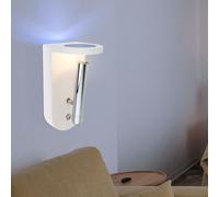 Applique murale intérieur salon moderne Applique avec spot mobile en plâtre, verres blancs interchangeables, 4,2 watts 180 lumen 3000 Kelvin, HxL 22x10,5 cm