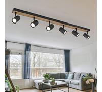 Luminaire Sportif Barre de Spots Plafonnier 6-Flammig Noir Bois Spot Mobile