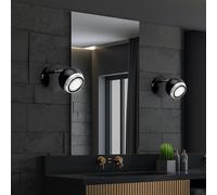 Luminaire Sportif Couloir Applique Murale LED Projecteur Pivotant Chromé Noir 2x