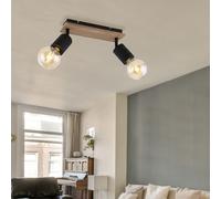 Luminaire Sportif Lampe Spot Plafonnier 2 à Flammes Mobile Optique Bois L 31cm