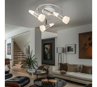 Plafonnier 3 spots spot rondell lampe de salon plafonnier LED orientable, spot haut vers le bas, 3x 5W 300Lm blanc chaud, DxH 25x16 cm