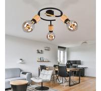 Projecteur plafond salle à manger lampe bois mobile noir D 25 cm