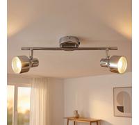 Luminaire Sportif Plafonnier 2 à Flammes Spots Mobile Chrome Transparent LED