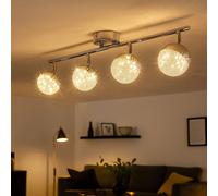 Luminaire Sportif Plafonnier Barre de Spots LED Cristaux Chromé Réglable